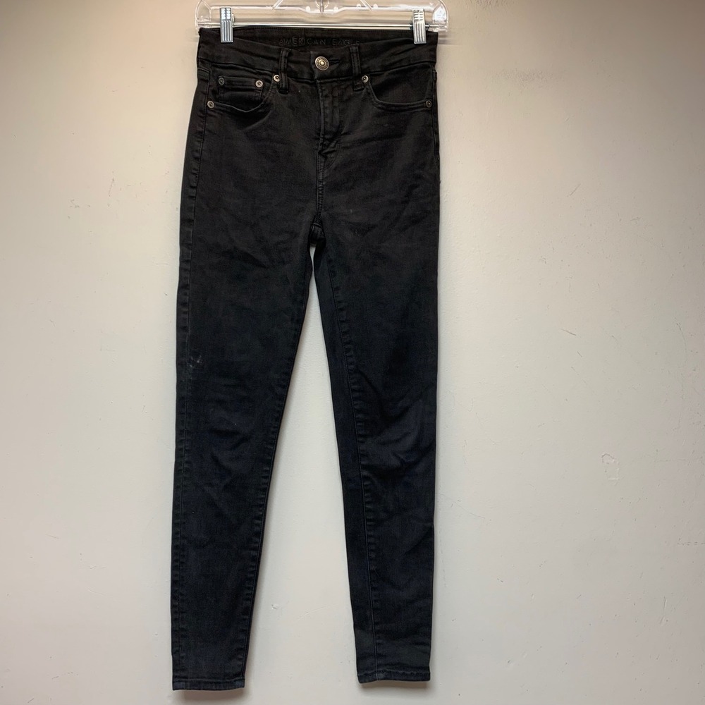 American Eagle Hi-Rise Jegging Womens 2 Short Black Excellent Stretch Denim